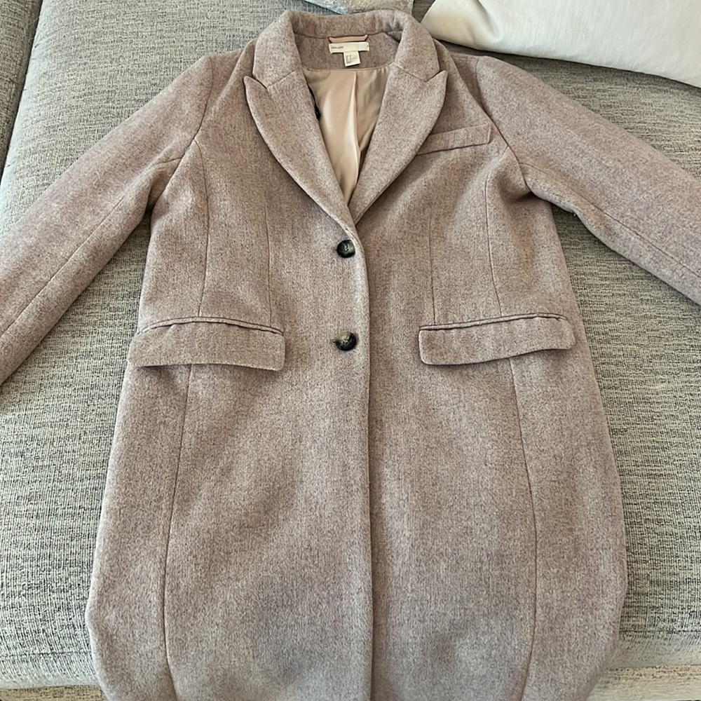 H&M Wool Blend Coat Dusty Pink Grey - Picture 7 of 14